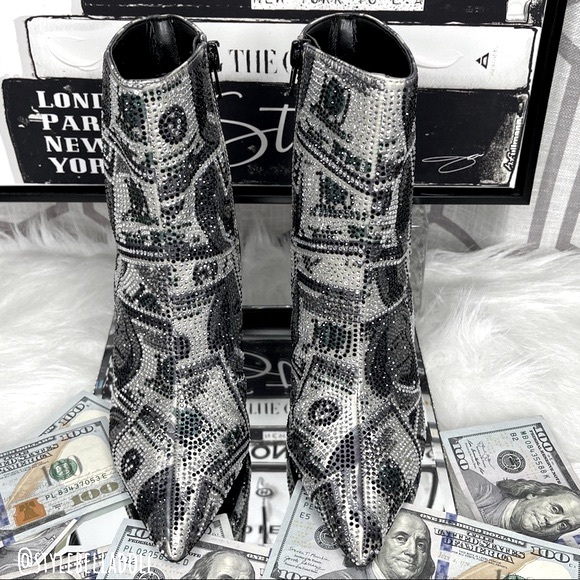🆕 All About The Benjamins Money 💴 Bling Rhinestone Booties Boots - Picture 4 of 17